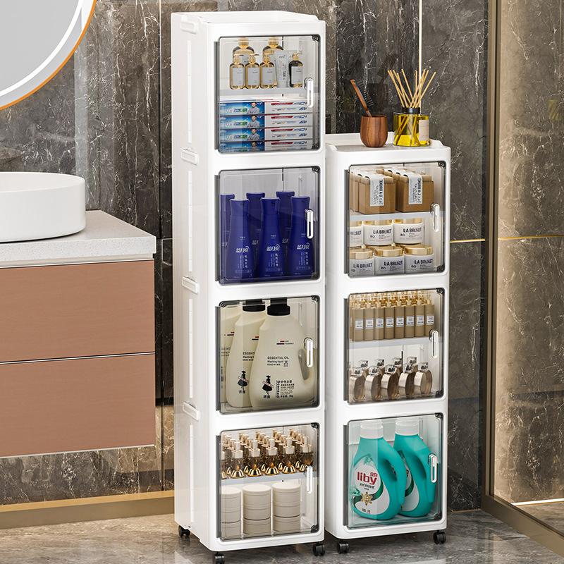 Folding bathroom storage cabinet 1/2/3/4/5/6 layers rack trolley kitchen bathroom locker children's toy folding cabinet narrow cabinet