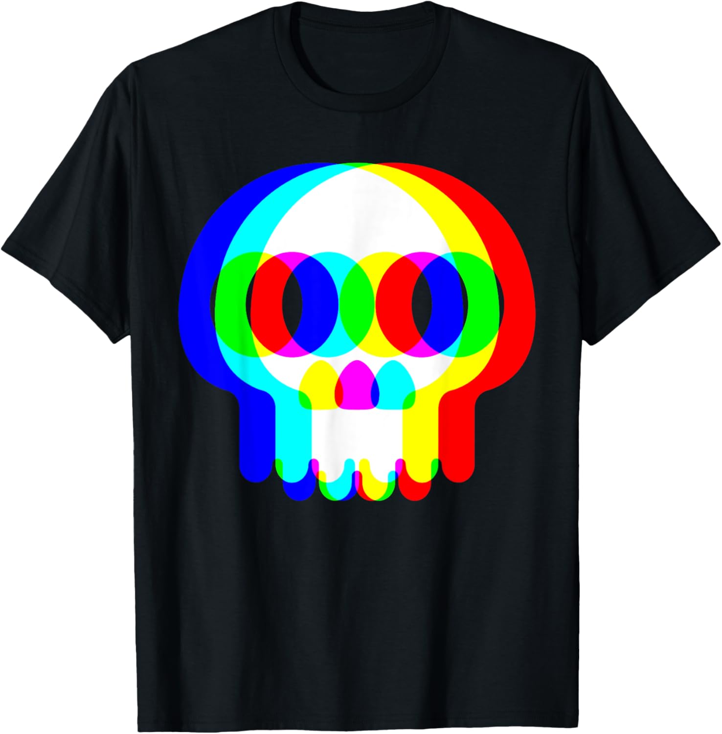 Funny Skull Trippy Vaporwave Halloween Techno Rave EDM Party T-Shirt S