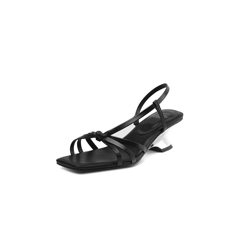 Fashion Sandals Sexy High Heel Genuine Leather Shoes Women 2025 Trend Slim Party Wedding Shoes Silver Black Prom Pumps Summer Sandals
