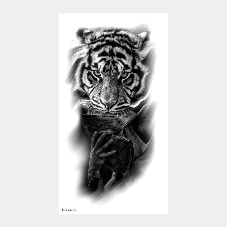 Upper Arm Sleeve Crown Lion Tiger Wolf Head Waterproof Temporary Stickers Body Art Fake Tattoo For Women Men