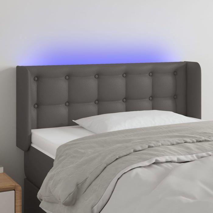 VidaXL Tête de Lit à LED Meuble de Chambre à Coucher Accessoire de Lit Simple Tête de Cadre de Lit Intérieur Gris 3123312