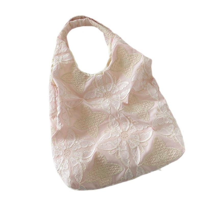 11 Bags Women's Flower Embroidery Lace Tote Bag Simple Versatile Vest Bag Commuter Shoulder Bag