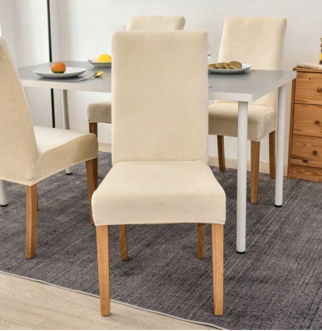 Chair Cover Thick Beige Ecru Velvet