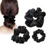 Hair Tie and Scrunchie Stylish Silk Hair Adult Gentle On Easy To Cute 3-Piece Set, Ties, Non-Staining, Black, Hair, Tie,