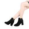 All soft leather medium boots retro medium heel square head thin boots soft leather thick heel short boots Martin boots