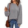 Women's Fashion Round Neck Pullover Sweater Casual Versatile Solid Color Knit Top