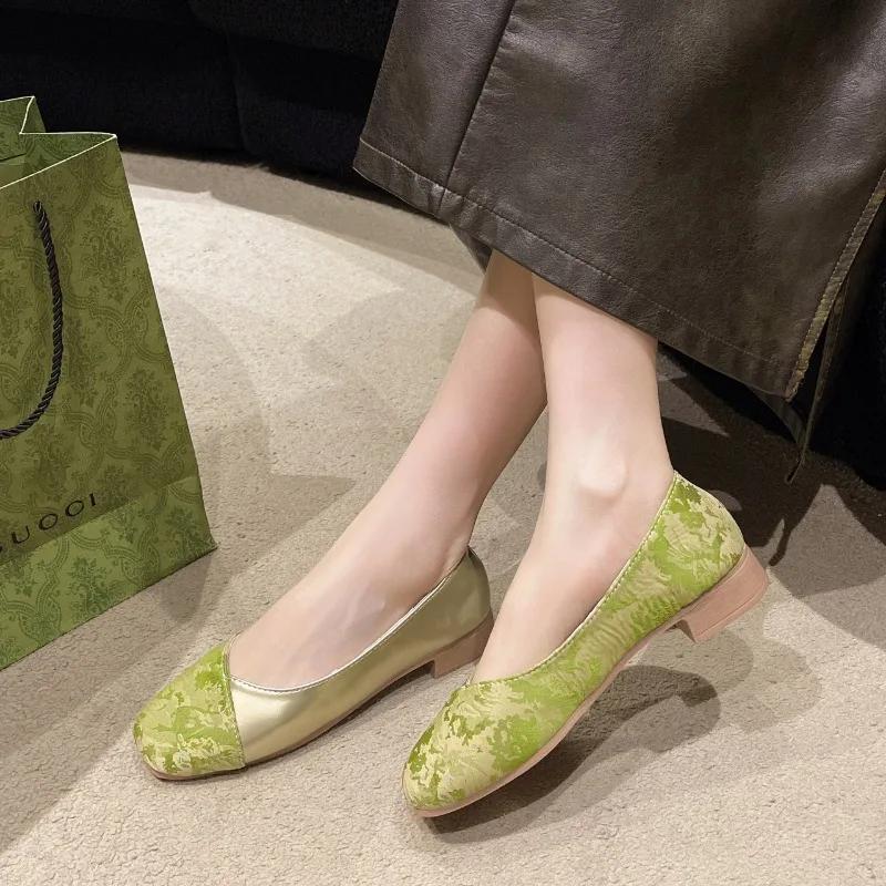 Ladies Shoes on Sale  New Women's High Heels Fashion Dress Pumps Women Mixed Colors Square Toe Slip on Low Heel Shoes Women