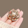 Camellia Brooch High-end Women's Pearl Brooch with Hollowed-out Design Simple Flower Pin