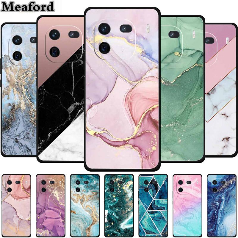 For Vivo iQOO 12 Case Marble Painted Soft Silicone TPU Cover Phone Cases For Vivo iQOO 12 Pro 5G V2307A V2329A Colorful New Etui