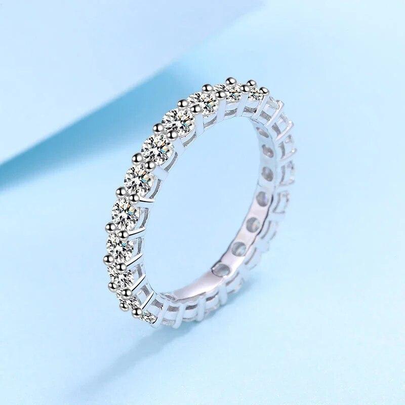 3 mm Moissanit-Diamantring aus Sterlingsilber 925 mit vergoldetem Ehering und Verlobungsring, Luxusschmuck für Damen