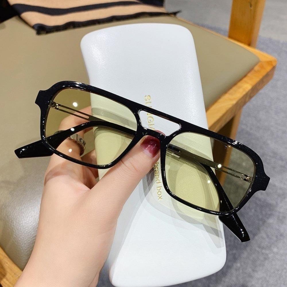 European American Trendy Vintage Double Beam Men Women Sunglasses Ocean Piece Unique Large Frame