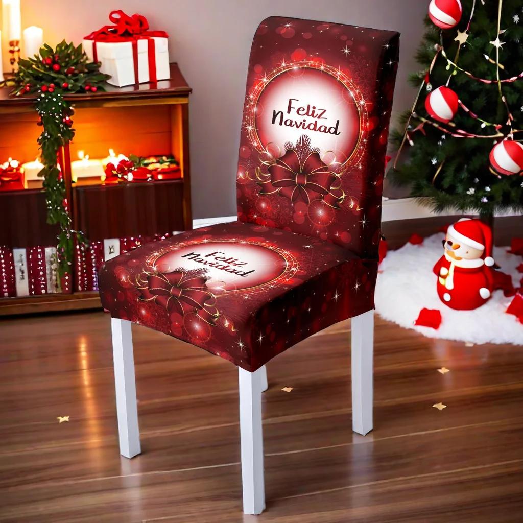 

1/4/6pcs Red bow tie print dining chair cover home decoration stretch chair cover hotel restaurant living room home decoration 1pc chair cover