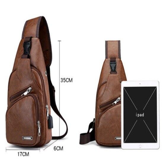 Fashion Men's Leather Sling Pack Chest Shoulder Crossbody Bag Biker Satchel Men Briefcases