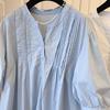 Korean version of loose Japanese casual shirt pleated bubble sleeves cotton short-sleeved doll shirt top women