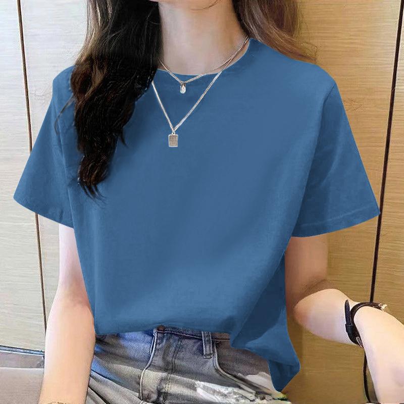 2025Summer Loose Women's T-Shirt High Quality O Neck Solid Color Short Sleeve Women's Business Wear Short Sleeve T-Shirt CCXX178