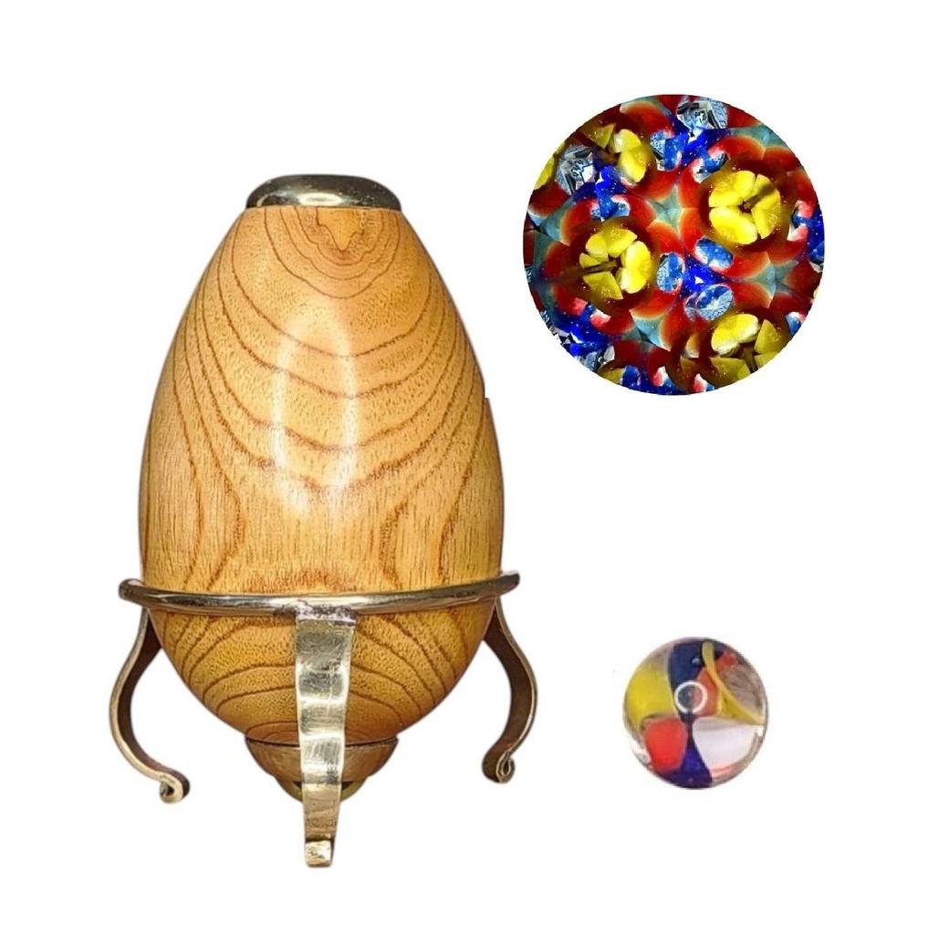Wooden Egg Kaleidoscope with Brass Stand Easter Egg Taleidoscope Handmade Big Size Egg kaleido