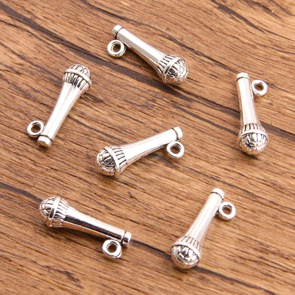 10pcs Musical Note Pendant Piano Guitar Microphone Speaker Suona Music Equipment Alloy Jewelry Accessories