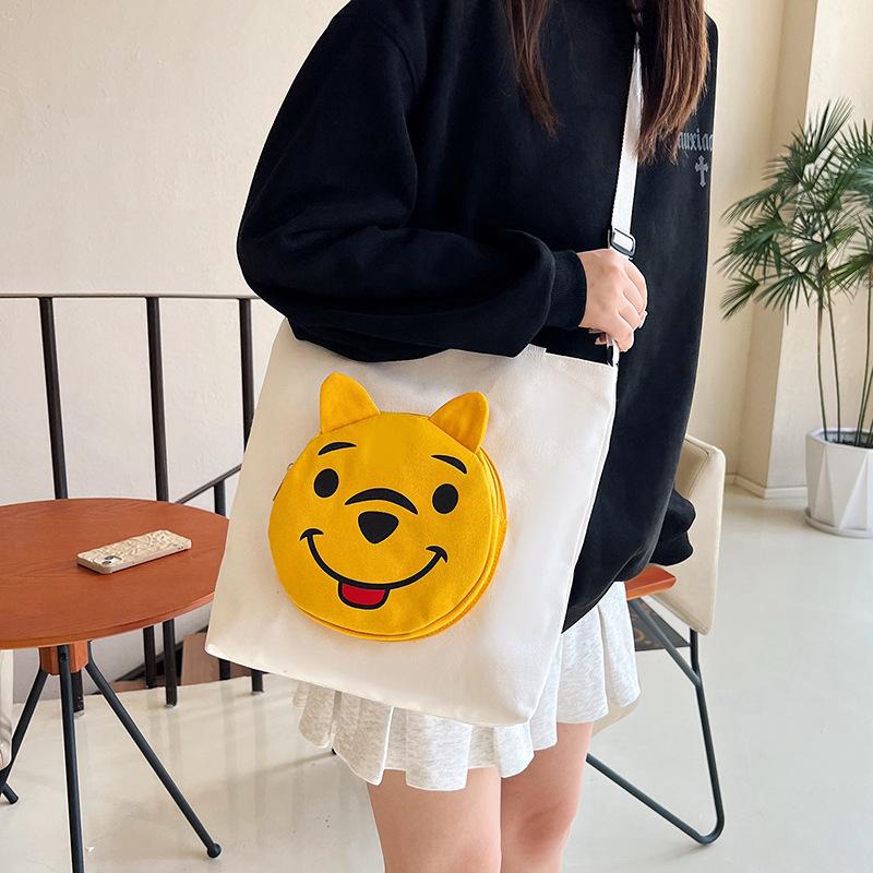 Cartoon-Leinwandtasche Damen 2025 neue Mode bedruckte tragbare Einkaufstasche mit einfacher Textur Tragetasche