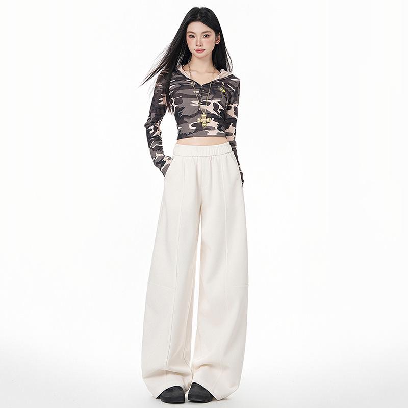 Women s 2026 Spring Loose Fit Elastic Waist Wide-Leg Sweatpants Extra Large