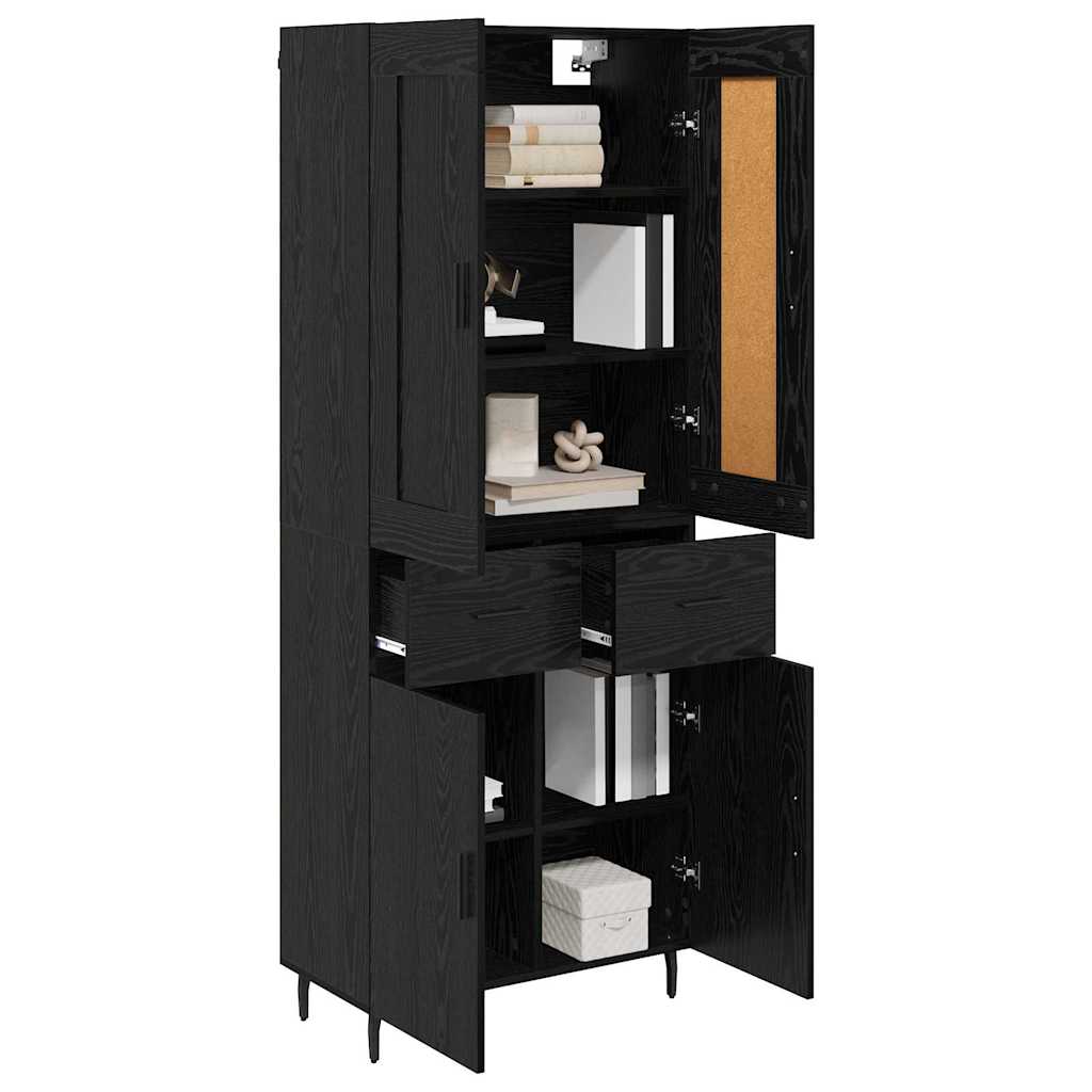 Highboard 2 pcs Black Oak look Wood based Material