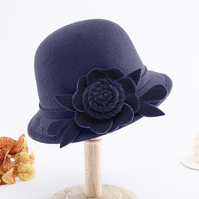 Retro Top Hat Women's Fashion British Woolen Hat Women's Autumn and Winter Felt Hat