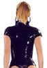 LATE X - Schwarzes Latex-T-Shirt mit Kragen und kurzen Ärmeln 2XL