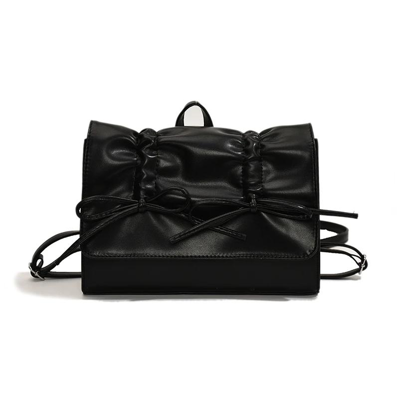 

Рюкзаки женские модные из ПУ с дизайном банта, с плиссировкой и декоративной строчкой, на молнии