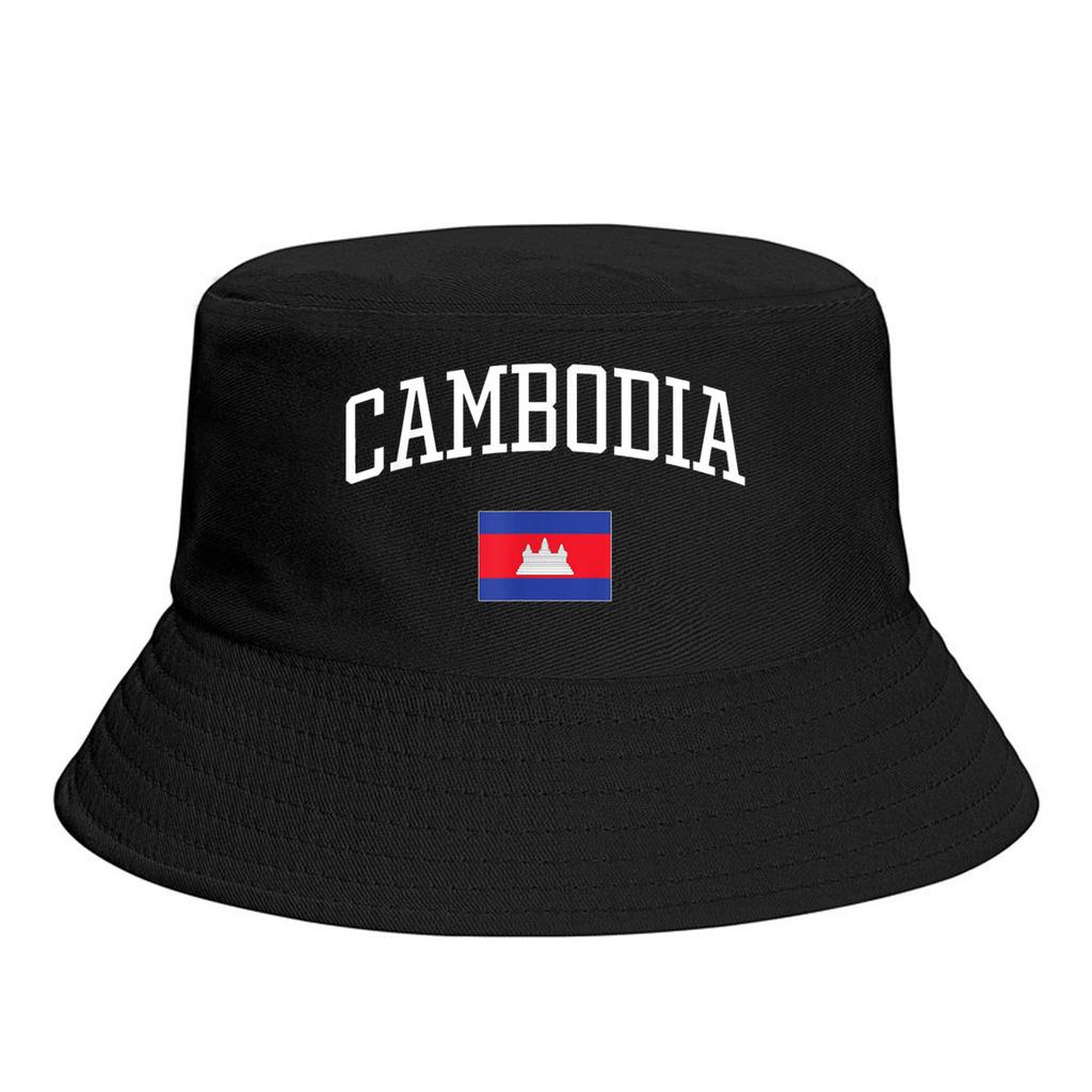 Bucket Hats Cambodia EST Phnom Penh Emblem Flag Sun Shade Cool Outdoor Summer FisherUnisex Caps Fishing Hat