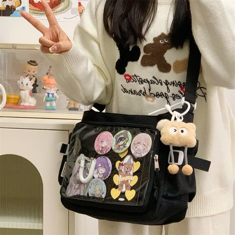 Academy style versatile simple two-dimensional large-capacity messenger bag female transparent shoulder bag oblique span pain bag