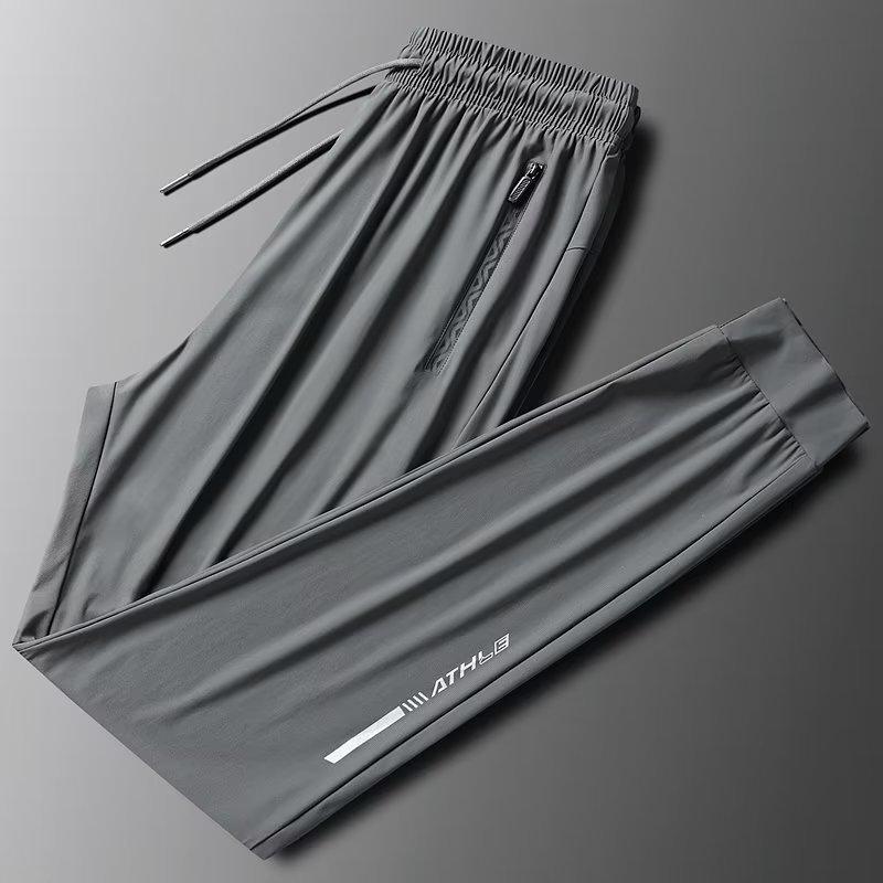 Ice Silk Casual Pants Men's Loose and Comfortable Drape Large Size Korean Version Summer High Elasticity Thin Corset Sports Trousers