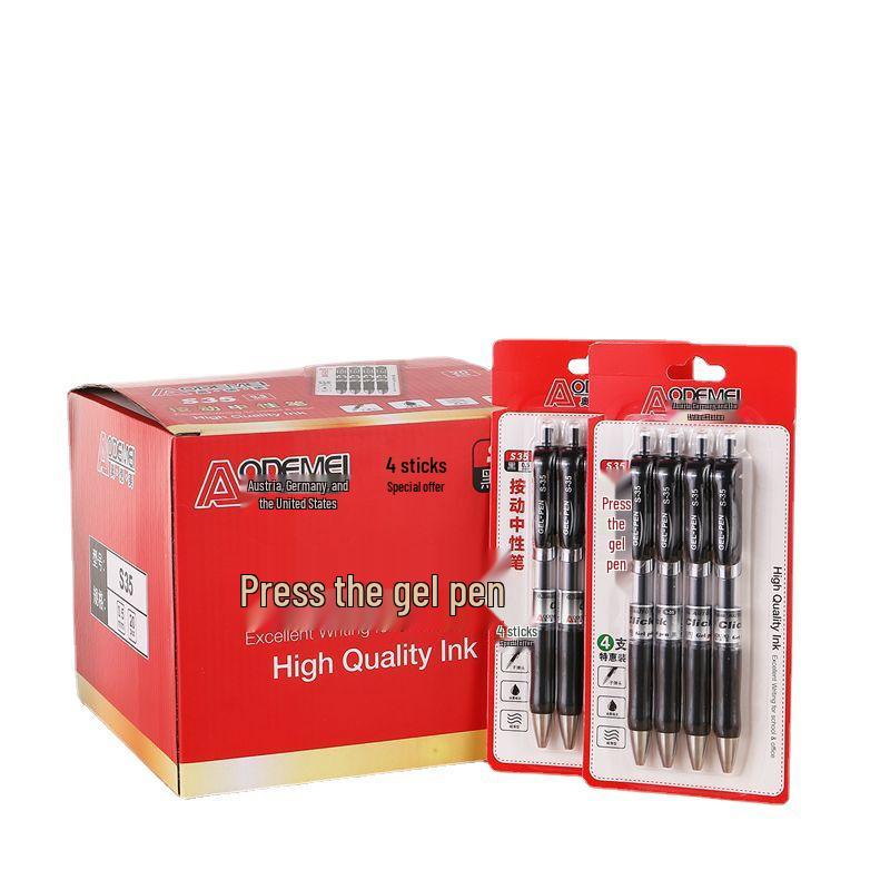 S36 Click Gel Pen 4-Pack 0.5mm Bullet Tip - Black & Red for Students, Office, Business, Exams, Signing