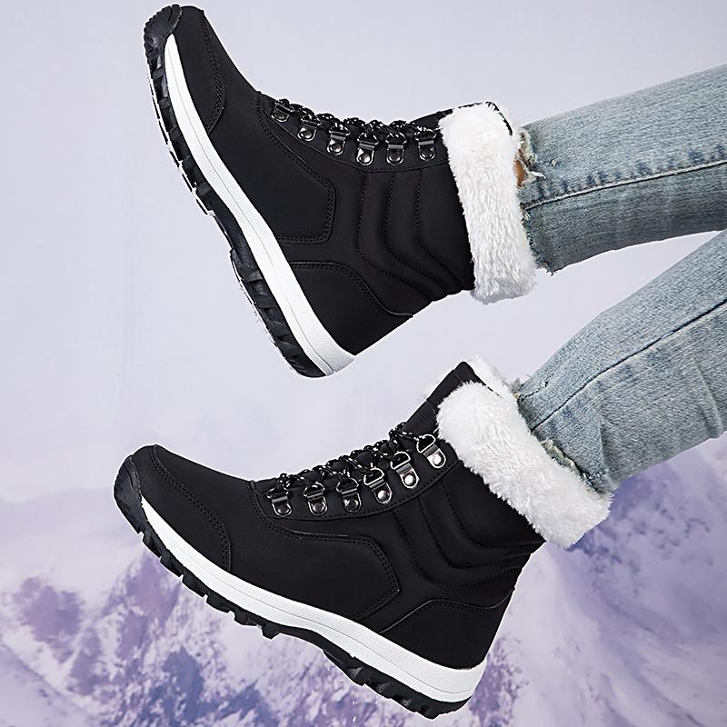 Fashion New Thick-Soled Snow Boots For Men Women Couples Outdoor Casual Shoes Plus Velvet Thickened Snow Boots For Elderly Cotton Boots