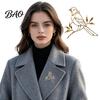 Elegant Bird Brooch Golden Plated Hollow Brooch, Standing On Branch Lapel Pin, Hats Bags Scarves Clothes Decorative Accessory Women Dresses Jewelry