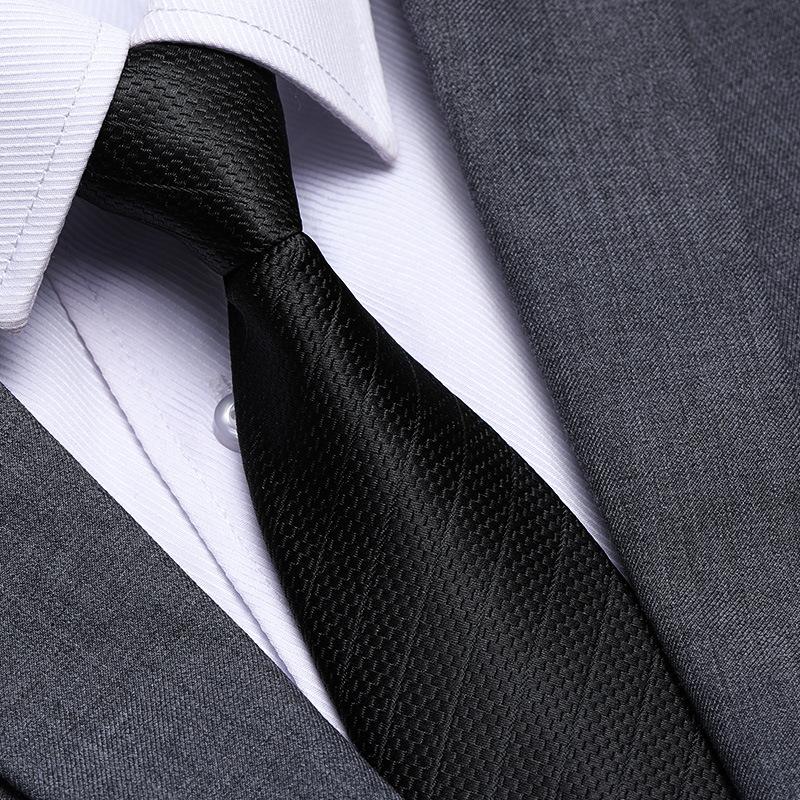 Black No Zipper Men'S Professional Dress Tie Business Casual Wedding Groom Korean Edition One Pull Tie