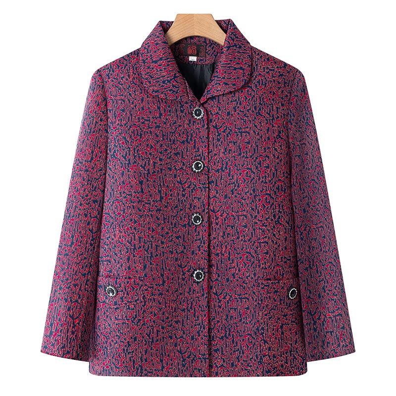 Autumn Women's Top with Lining, Year 0 Thin Coat, Old Lady Lapel Gown