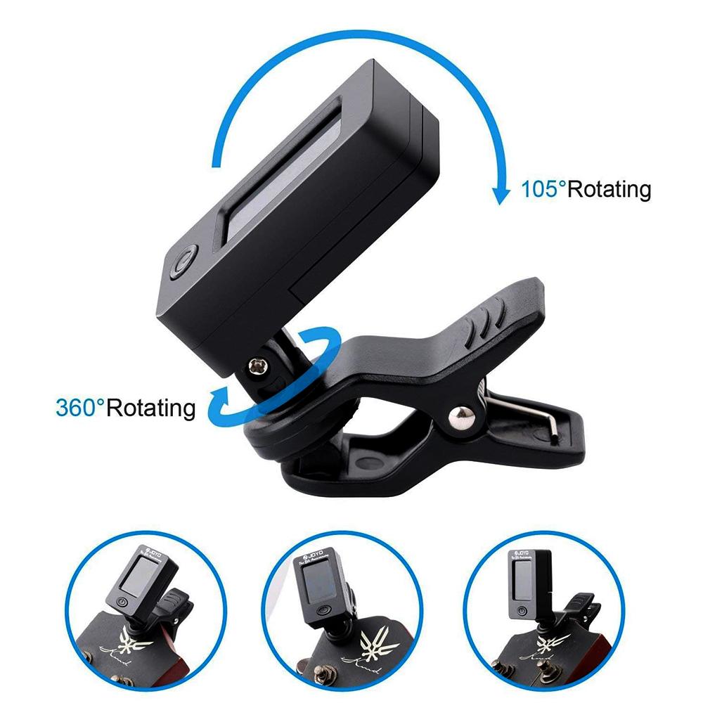 JOYO Guitar Tuner JT-01 360 Degree Rotatable Rechargeable Digital LCD Screen Clip-on Tuner for Guitar Bass Violin Ukulele Parts