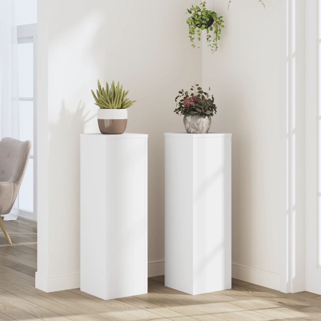 Plant Stand 2 pcs. White 25 x 25 x 80 cm Engineered Wood