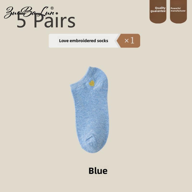 

5 пар женских тонких летних дезодорирующих и впитывающих пот коротких носков-лодочек 5 Pairs синий