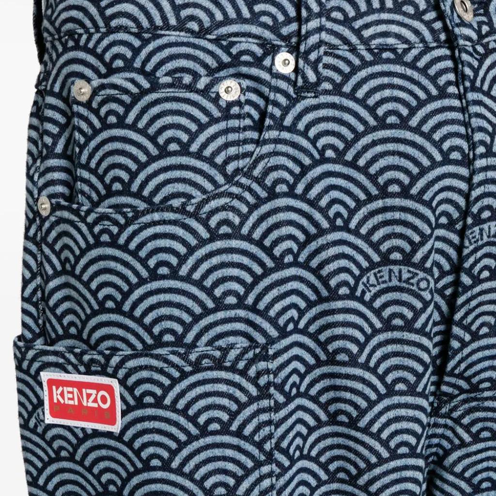KENZO All Over Patterned Wide Leg Jeans FE55DP4086K1-DM
