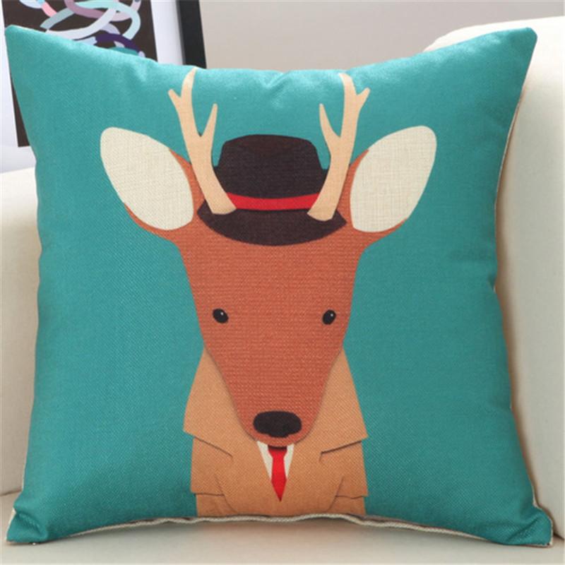 45x45cm Personalized Cartoon Animal Printed Sofa Cushion Cover Home Living Room Throw Pillowcase Decoration