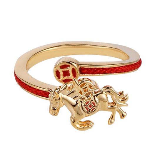 1/2 Τεμάχια Γυναικείο Δαχτυλίδι Δακτύλου Περιστρεφόμενο Άλογο Σχέδιο Χρήματος Δαχτυλίδι Έτος Αλόγου 2026 Ανοιχτό Ρυθμιζόμενο Δαχτυλίδι Κοσμήματα Αξεσουάρ