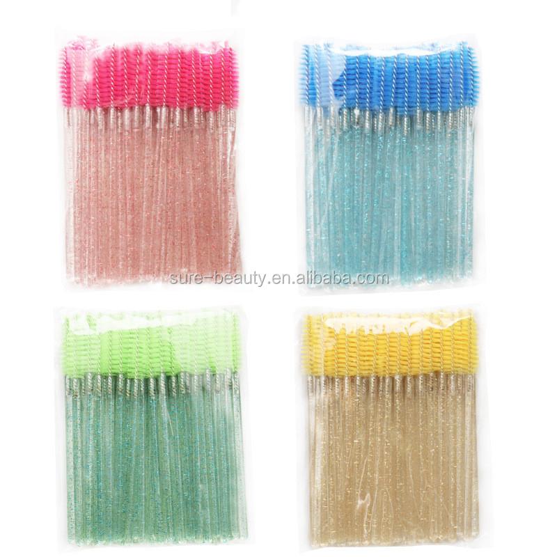 50pcs Crystal Eyelash Brushes with  Diamond Handle Mascara Wands Applicator Cosmetic Brush