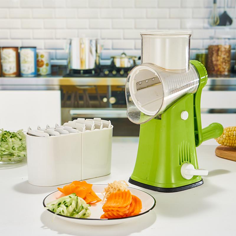 Manual Rotary Cheese Grater Round Tumbling Box Shredder Drum Multifunctional Fruit & Vegetable Cutter with Handle