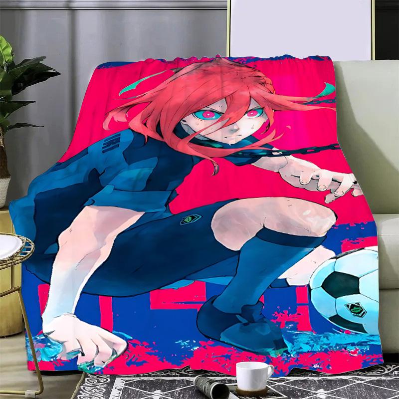 Koc z nadrukiem anime Blue Lock Japonia Koc piknikowy Ciepły koc Miękki i wygodny koc Dom Podróż Prezent urodzinowy