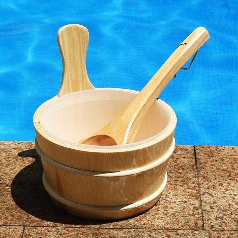Multipurpose Practical Sauna Water Bucket and Ladle 4L Large Capacity Steaming Bathroom Tool Tub Barrels Enduring