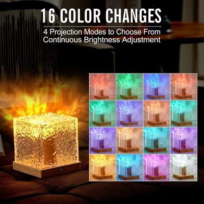 Northern Lights Projector. LED Projector with Remote Control. Rechargeable, Dimmable Cube Wave Lamp. Battery-powered Night Light