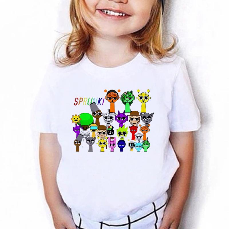 2025 Caliente Niños Sprunki Camiseta Moda Infantil Casual Dibujos Animados Incredibox Camisetas Niños Cuello Redondo Manga Corta Ropa de Verano para Bebé Niña