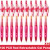 10/100 PCS Roise Retractable Gel Pens Set Black/Red/Blue Ink Ballpoint for Writing Refills Office School Supplies Stationery