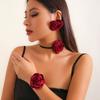 IngeSight.Z Romantic Big Rose Flower Earrings Bracelet Necklace Sets Women Kpop Velvet Rope Chain Party Y2K Wedding Jewelry Sets