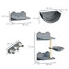 4PCs Wall-Mounted Cat Shelves w/ Scratching Post, Hammock, Nest - Grey